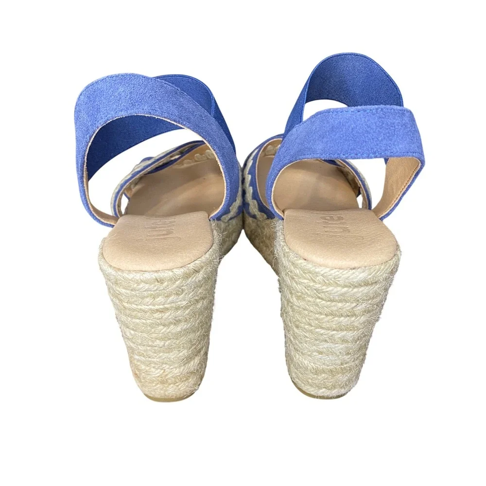 Jutelia Blue Suede Ric-Rac Espadrille Wedge Sandals Spain 39